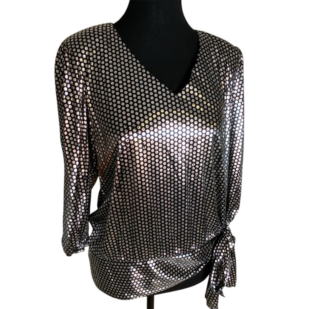 BOB HILL FOR MISTER JAY New Vintage Metallic Polka Dot Disco Size Small *Flaw*